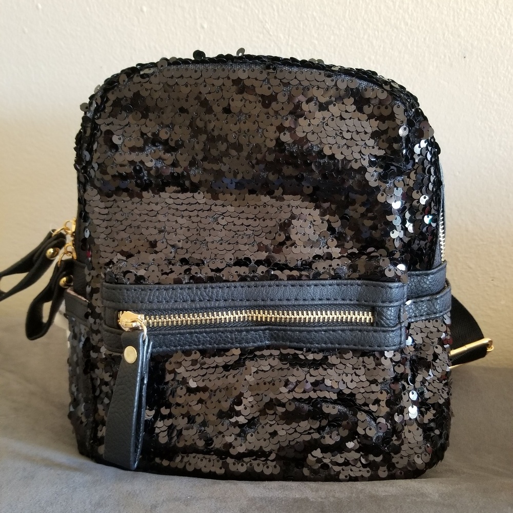 Black Shimmery Mini Backpack